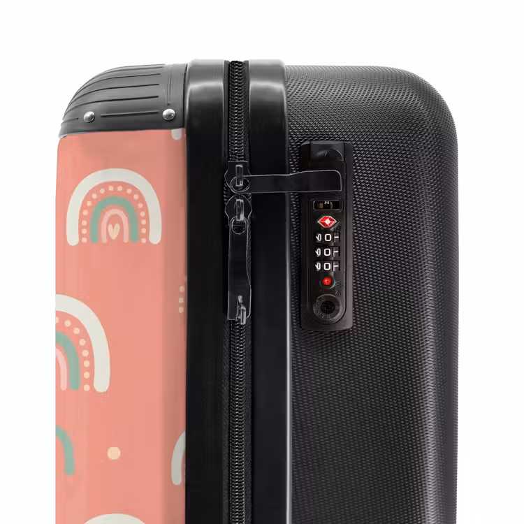 Koraal kleurenbogen NBS - Handbagage koffer - Unisex middel -slot