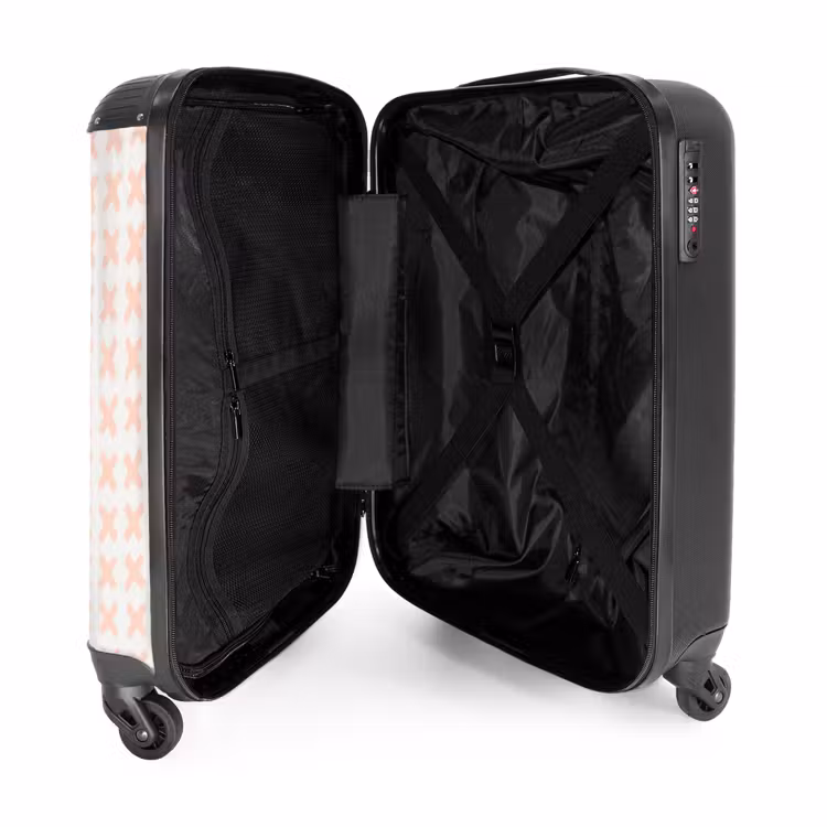 Koraalkruisjes op gebroken wit NBS - Handbagage koffer - Volwassenen Unisex middel -binnenkant
