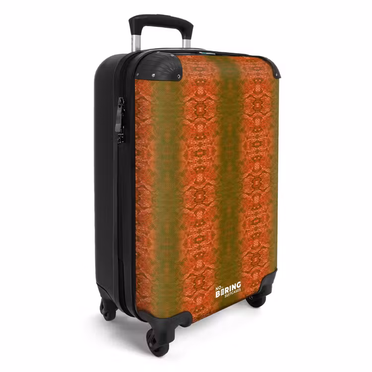 Koraalrood slangenhuid met symmetrische schubstructuur NBS - Handbagage koffer - Volwassenen Unisex middel -productfoto_3d