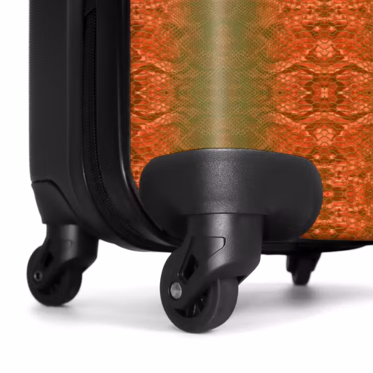 Koraalrood slangenhuid met symmetrische schubstructuur NBS - Handbagage koffer - Volwassenen Unisex middel -wiel