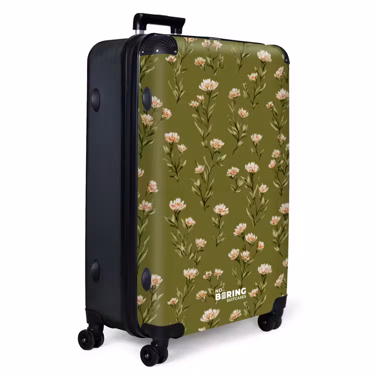 Landelijk - Bloemen - Groen NBS - Handbagage koffer - Volwassenen Unisex middel -productfoto_3d