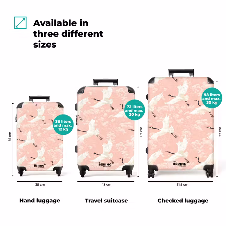 Kraanvogels - Bloesem - Roze NBS - Handbagage koffer - Volwassenen Unisex middel zzzzzzVergelijking_3EN