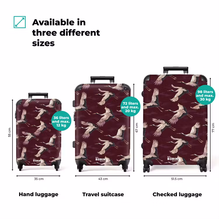 Kraanvogels - Klassiek - Bordeaux NBS - Handbagage koffer - Volwassenen Unisex middel zzzzzzVergelijking_3EN