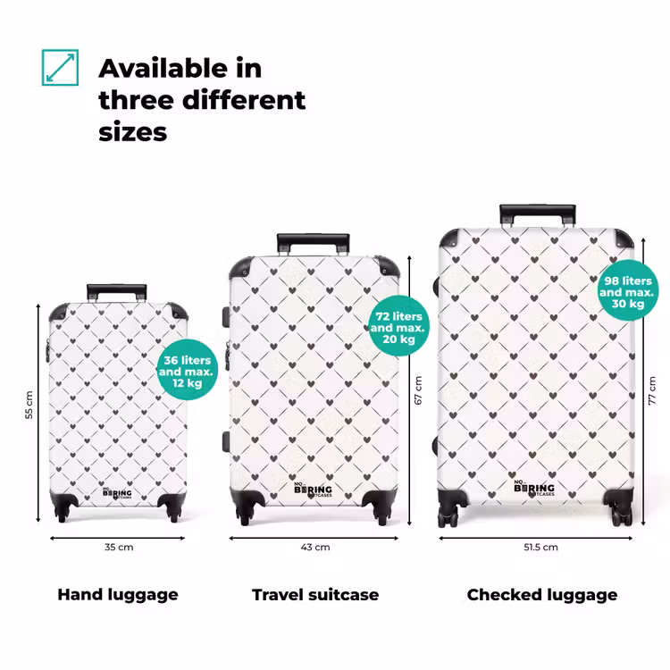 Crèmekleurige achtergrond met bruine hartjes NBS - Handbagage koffer - Volwassenen Unisex middel zzzzzzVergelijking_3EN