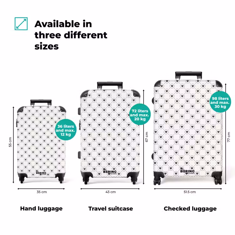 Crèmekleurige achtergrond met bruine hartjes NBS - Handbagage koffer - Volwassenen Unisex middel zzzzzzVergelijking_3EN