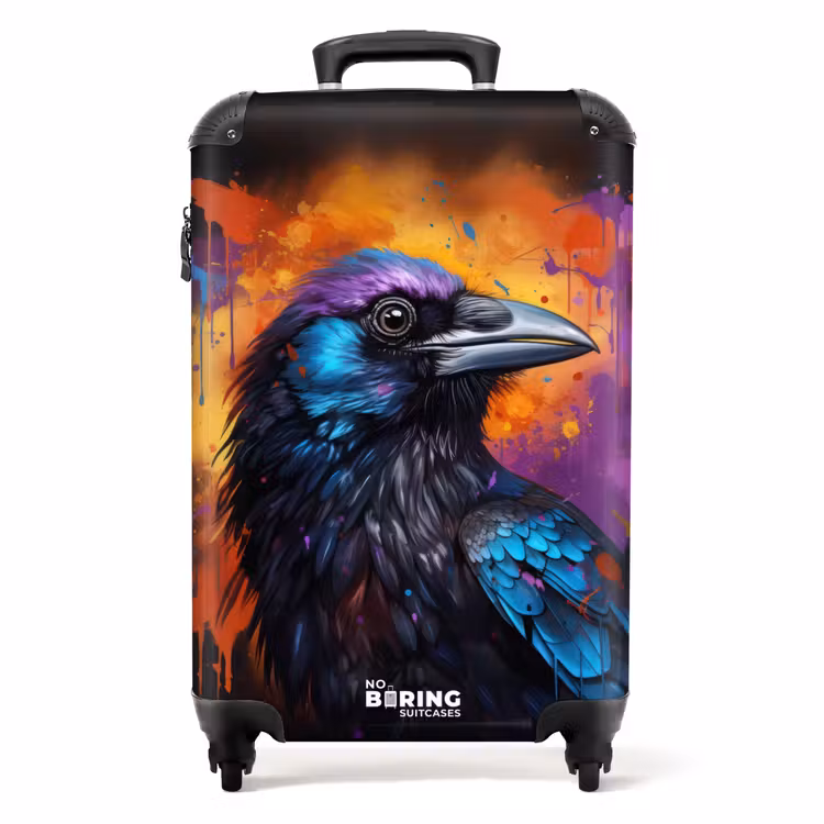 Kraai met kleurrijke graffiti NBS - Handbagage koffer - Unisex middel -productfoto_recht