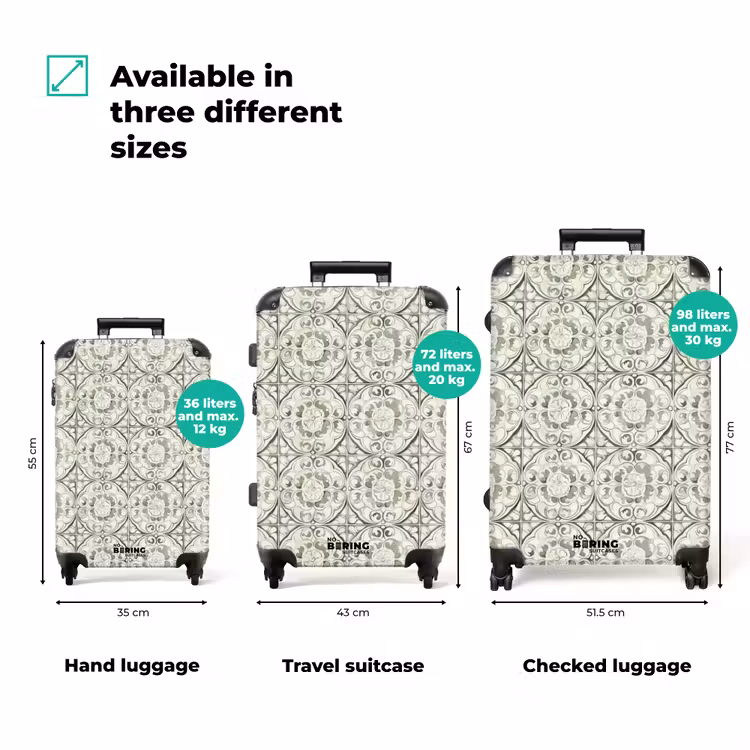 Krulornament - Tegel - Groen NBS - Handbagage koffer - Volwassenen Unisex middel zzzzzzVergelijking_3EN
