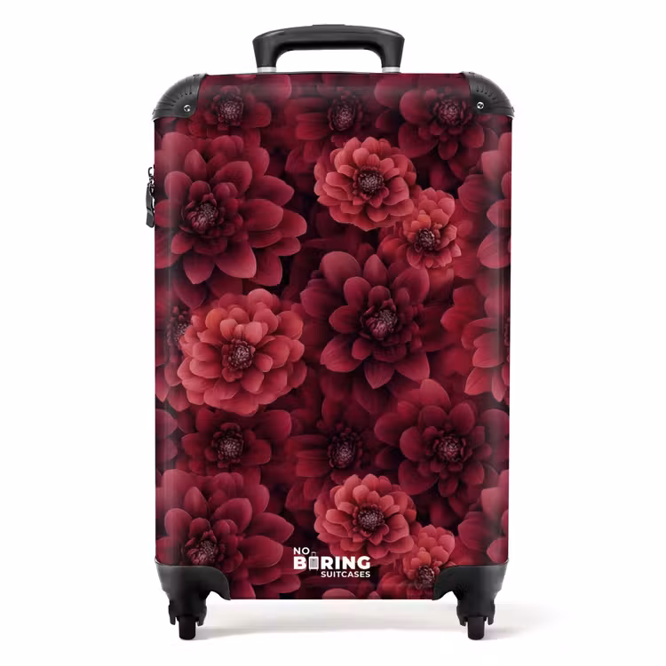 Dahlias - Bloemen - Rood NBS - Handbagage koffer - Volwassenen Unisex middel -productfoto_recht