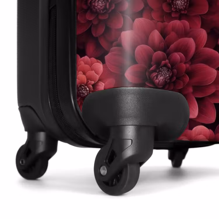 Dahlias - Bloemen - Rood NBS - Handbagage koffer - Volwassenen Unisex middel -wiel