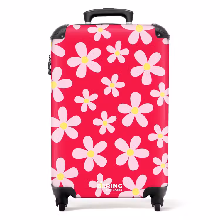 Madeliefjesmania hotpink NBS - Handbagage koffer - Unisex middel -productfoto_recht