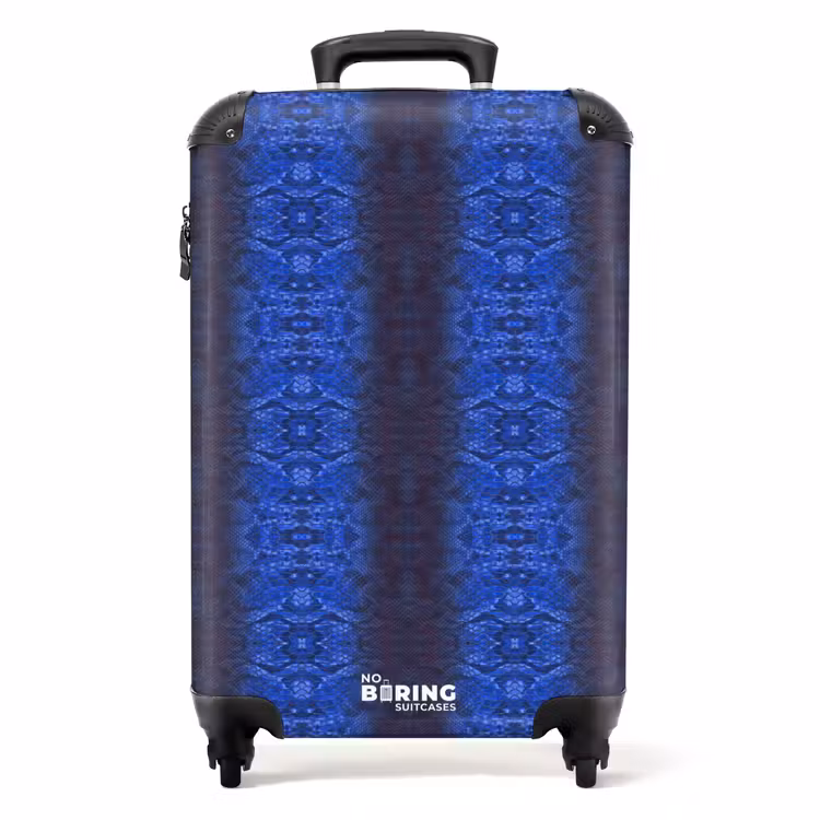 Donker blauw slangenhuid met symmetrische schubstructuur NBS - Handbagage koffer - Volwassenen Unisex middel -productfoto_recht
