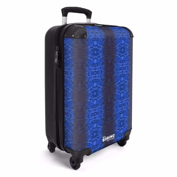 Donker blauw slangenhuid met symmetrische schubstructuur NBS - Handbagage koffer - Volwassenen Unisex middel -productfoto_3d