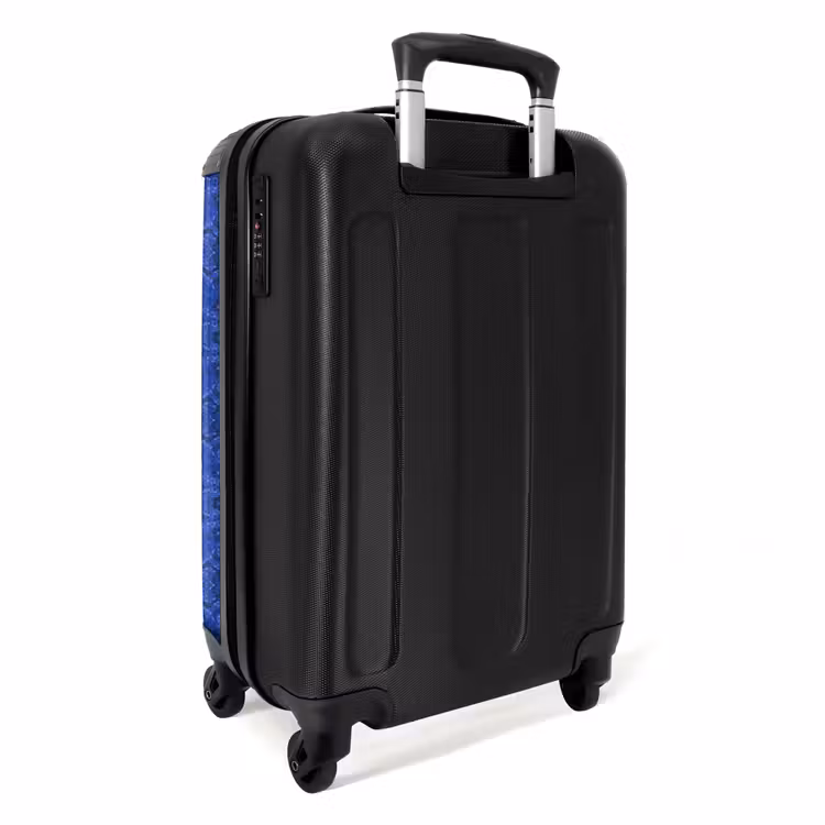 Donker blauw slangenhuid met symmetrische schubstructuur NBS - Handbagage koffer - Volwassenen Unisex middel -achterkant