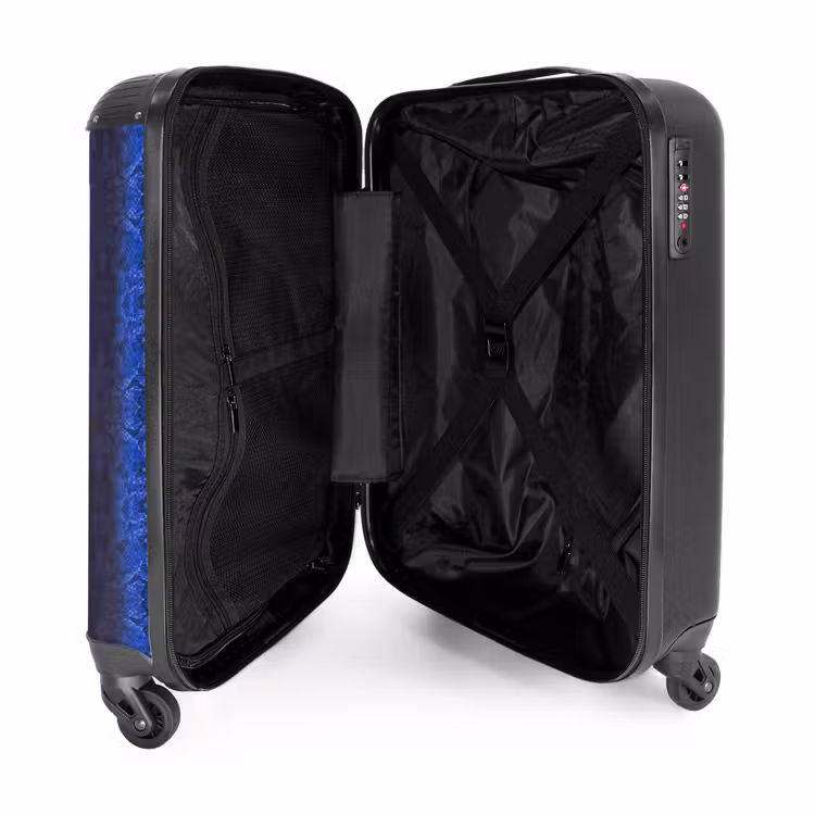 Donker blauw slangenhuid met symmetrische schubstructuur NBS - Handbagage koffer - Volwassenen Unisex middel -binnenkant