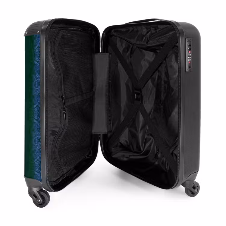 Donkerblauw slangenhuid met symmetrische schubstructuur NBS - Handbagage koffer - Volwassenen Unisex middel -binnenkant