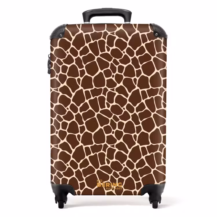 Donkerbruin giraffepatroon met beige aders NBS - Handbagage koffer - Volwassenen Unisex middel -productfoto_recht