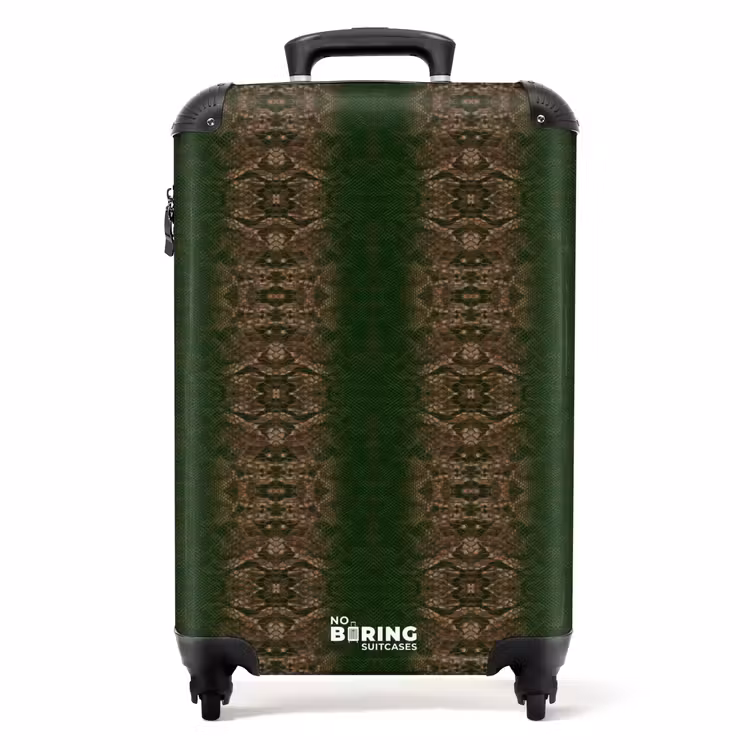 Donkerbruin slangenhuid met symmetrische schubstructuur NBS - Handbagage koffer - Volwassenen Unisex middel -productfoto_recht
