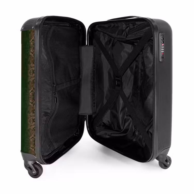 Donkerbruin slangenhuid met symmetrische schubstructuur NBS - Handbagage koffer - Volwassenen Unisex middel -binnenkant