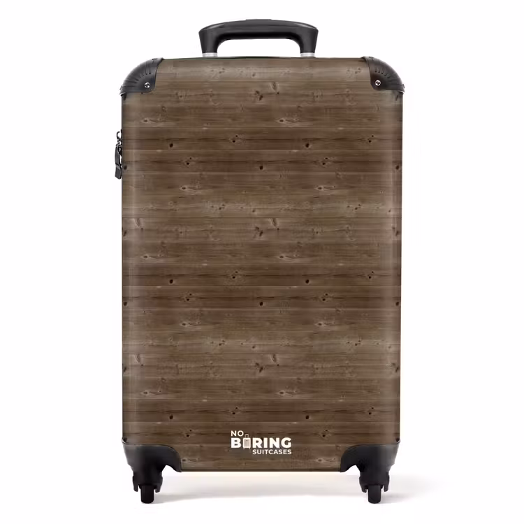 Donkerbruin hout met horizontale nerven en knoesten NBS - Handbagage koffer - Volwassenen Unisex middel -productfoto_recht