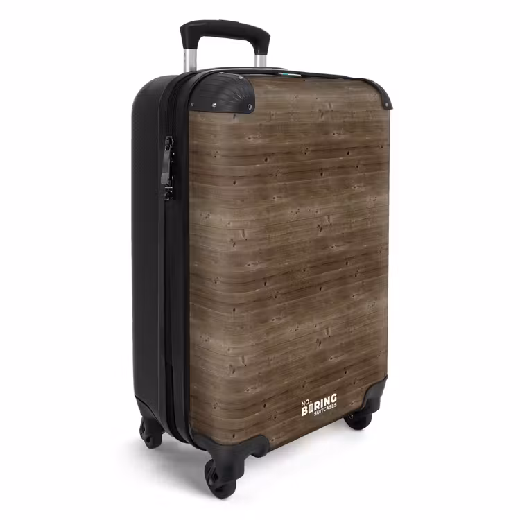 Donkerbruin hout met horizontale nerven en knoesten NBS - Handbagage koffer - Volwassenen Unisex middel -productfoto_3d