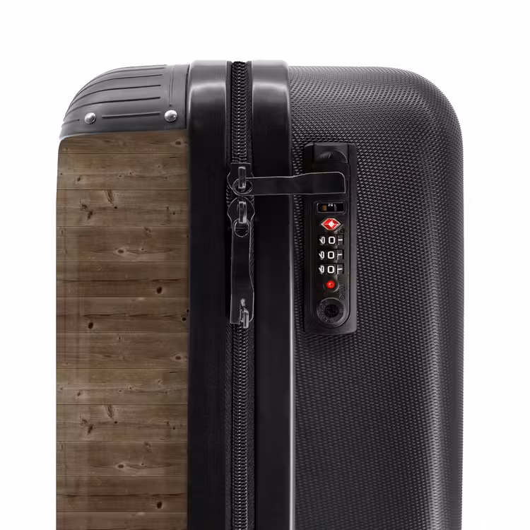 Donkerbruin hout met horizontale nerven en knoesten NBS - Handbagage koffer - Volwassenen Unisex middel -slot