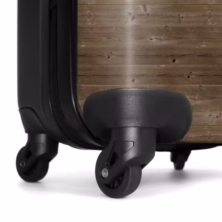 Donkerbruin hout met horizontale nerven en knoesten NBS - Handbagage koffer - Volwassenen Unisex middel -wiel