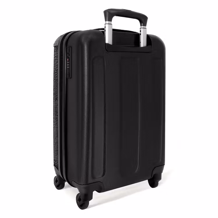 Donkergrijs - Asfaltstructuur - Ruw NBS - Handbagage koffer - Volwassenen Unisex middel -achterkant