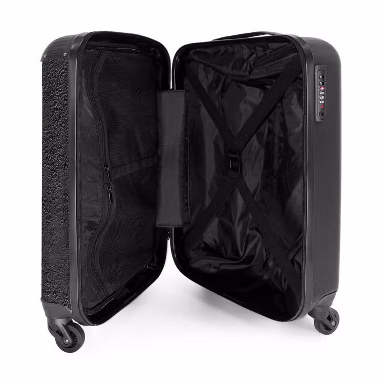Donkergrijs - Asfaltstructuur - Ruw NBS - Handbagage koffer - Volwassenen Unisex middel -binnenkant