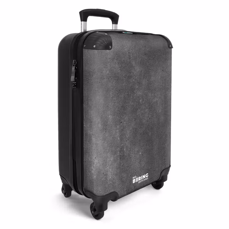 Donkergrijs - Ruw - Beton NBS - Handbagage koffer - Volwassenen Unisex middel -productfoto_3d