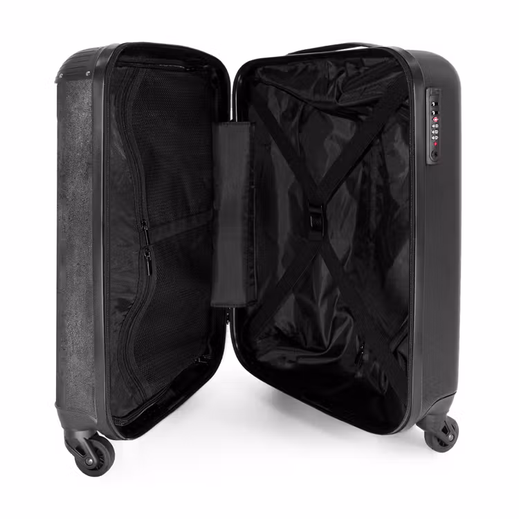 Donkergrijs - Ruw - Beton NBS - Handbagage koffer - Volwassenen Unisex middel -binnenkant