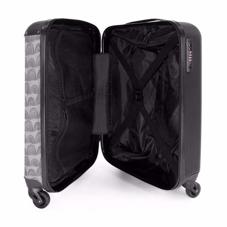 Donkergrijze halve cirkels NBS - Handbagage koffer - Volwassenen Unisex middel -binnenkant