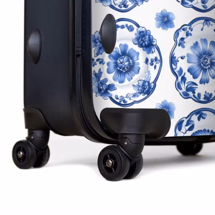 Sierborden - Bloemen - Blauw NBS - Handbagage koffer - Volwassenen Unisex middel -achterkant