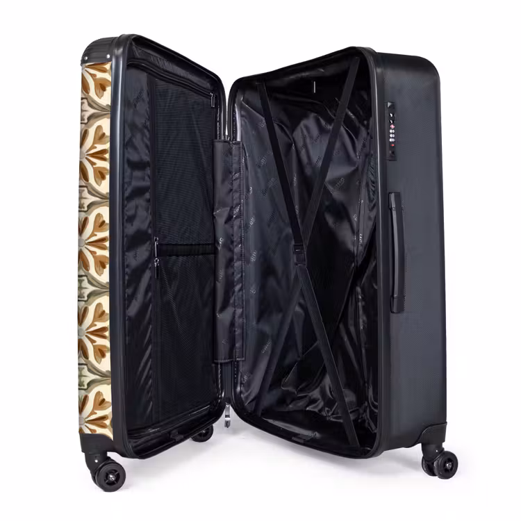 Siertegel - Patroon - Bruin NBS - Handbagage koffer - Volwassenen Unisex middel -wiel