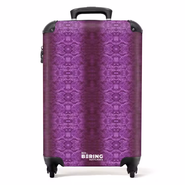 Dieppaars slangenhuid met symmetrische schubstructuur NBS - Handbagage koffer - Volwassenen Unisex middel -productfoto_recht