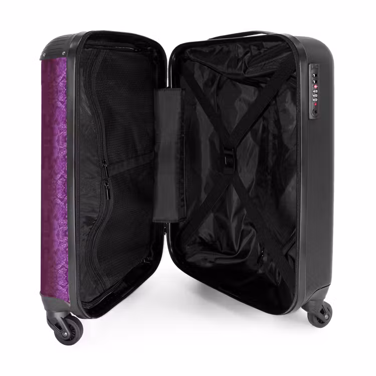 Dieppaars slangenhuid met symmetrische schubstructuur NBS - Handbagage koffer - Volwassenen Unisex middel -binnenkant