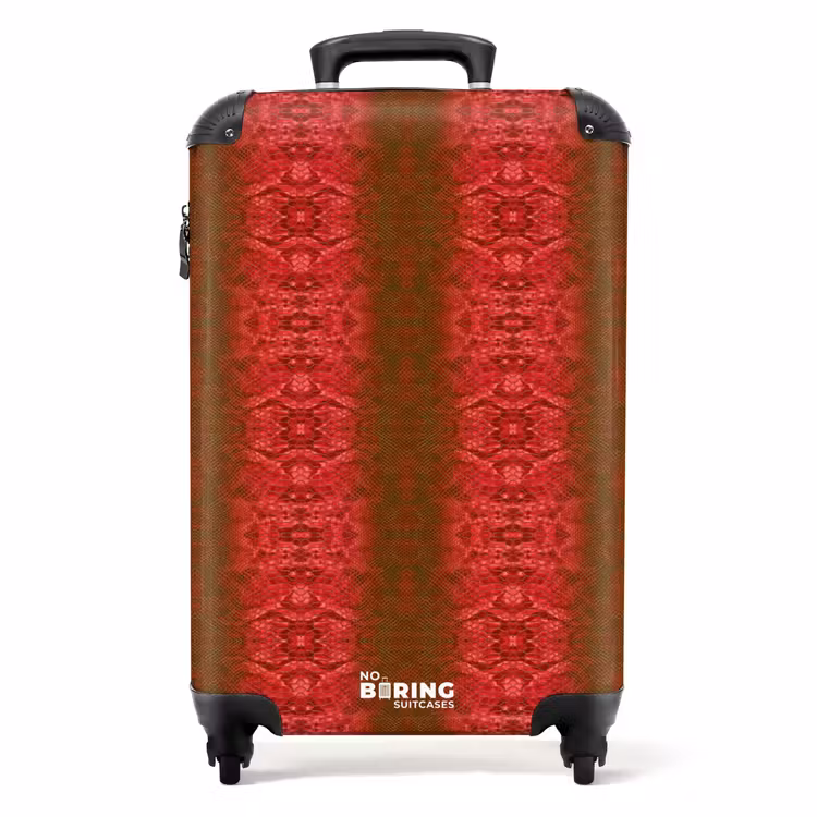 Dieprood slangenhuid met symmetrische schubstructuur NBS - Handbagage koffer - Volwassenen Unisex middel -productfoto_recht