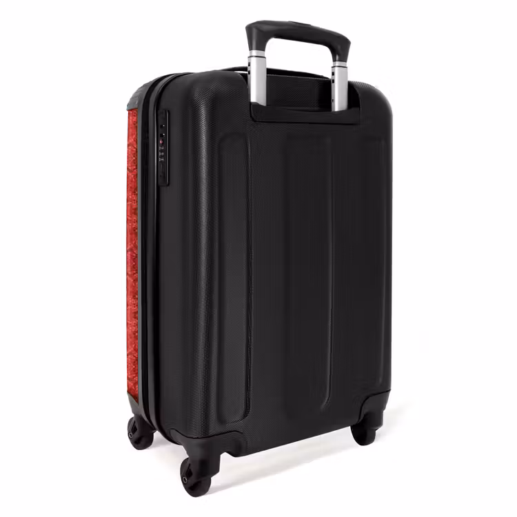 Dieprood slangenhuid met symmetrische schubstructuur NBS - Handbagage koffer - Volwassenen Unisex middel -achterkant