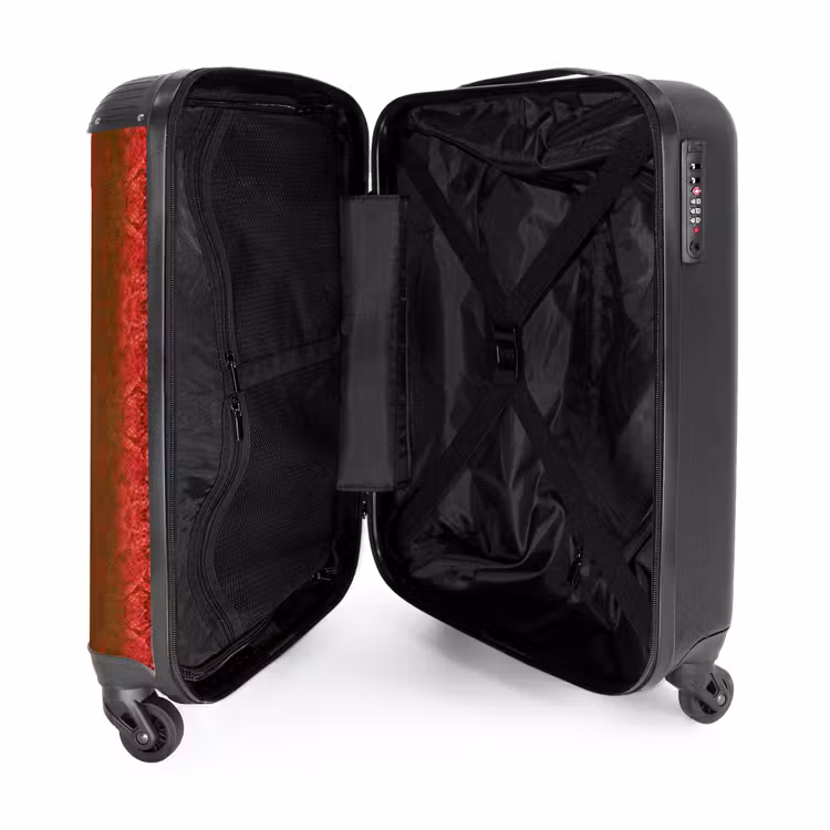 Dieprood slangenhuid met symmetrische schubstructuur NBS - Handbagage koffer - Volwassenen Unisex middel -binnenkant