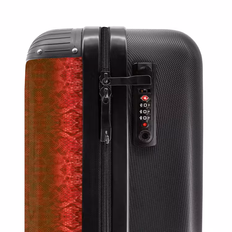Dieprood slangenhuid met symmetrische schubstructuur NBS - Handbagage koffer - Volwassenen Unisex middel -slot