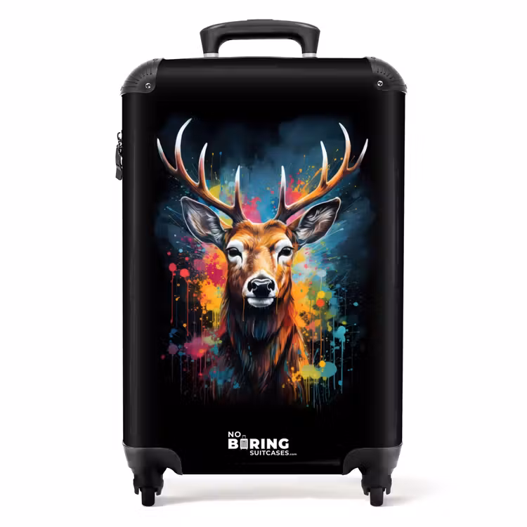 Hert met gewei tussen graffiti spray NBS - Handbagage koffer - Unisex middel -productfoto_recht