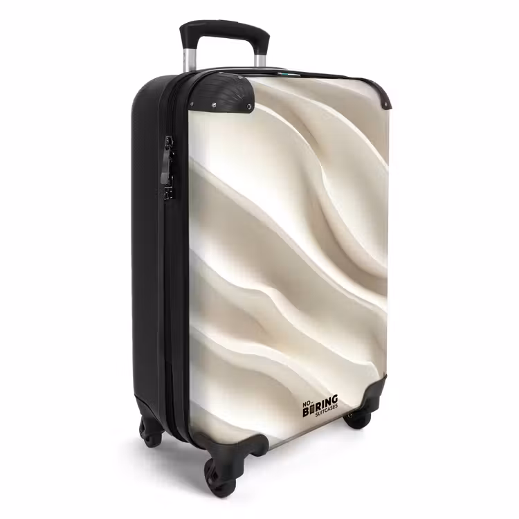 Diagonaal - Golven - Crème NBS - Handbagage koffer - Volwassenen Unisex middel -productfoto_3d