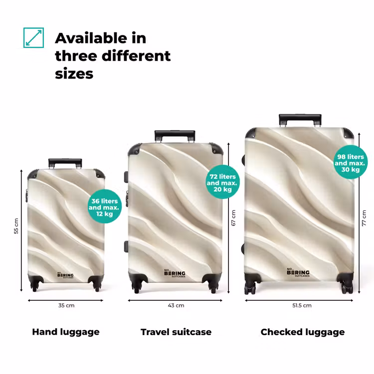 Diagonaal - Golven - Crème NBS - Handbagage koffer - Volwassenen Unisex middel zzzzzzVergelijking_3EN