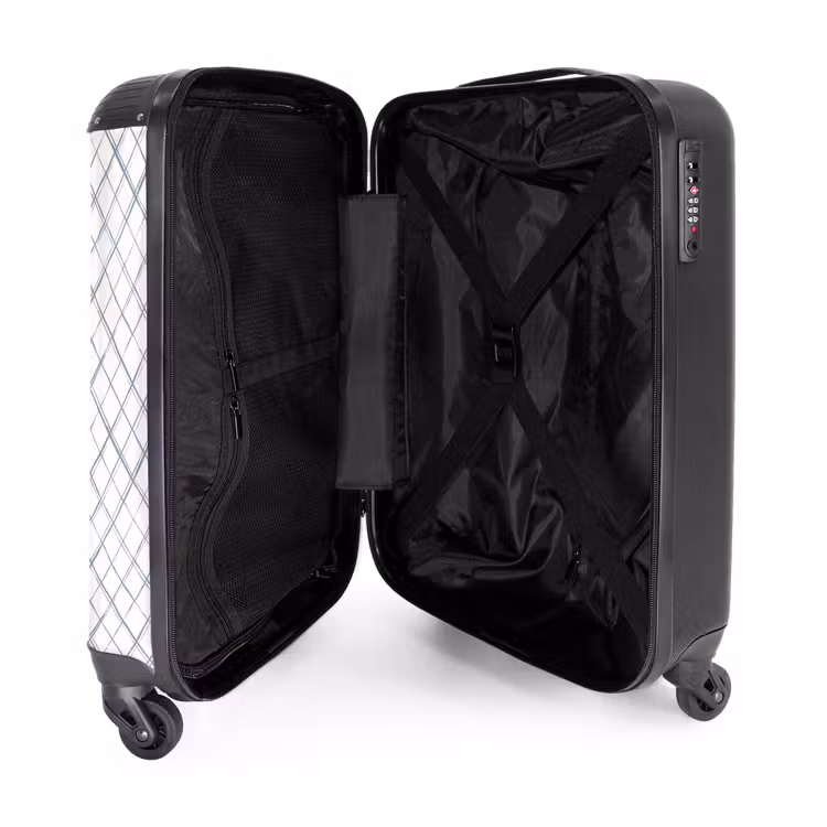 Diagonaal kruisende lijnen op een wit vlak NBS - Handbagage koffer - Volwassenen Unisex middel -binnenkant
