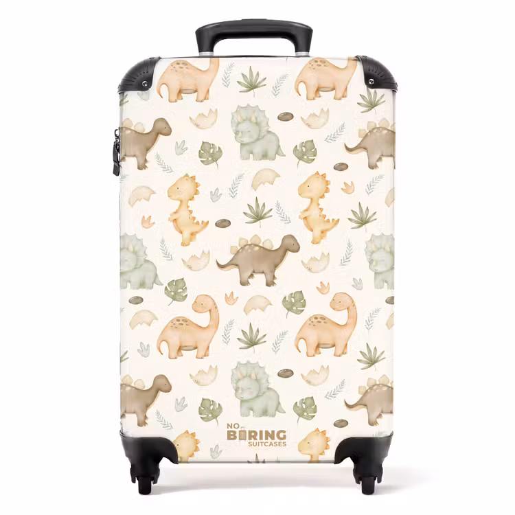 Dino patroon in pastelkleuren NBS - Handbagage koffer - Volwassenen Unisex middel -productfoto_recht