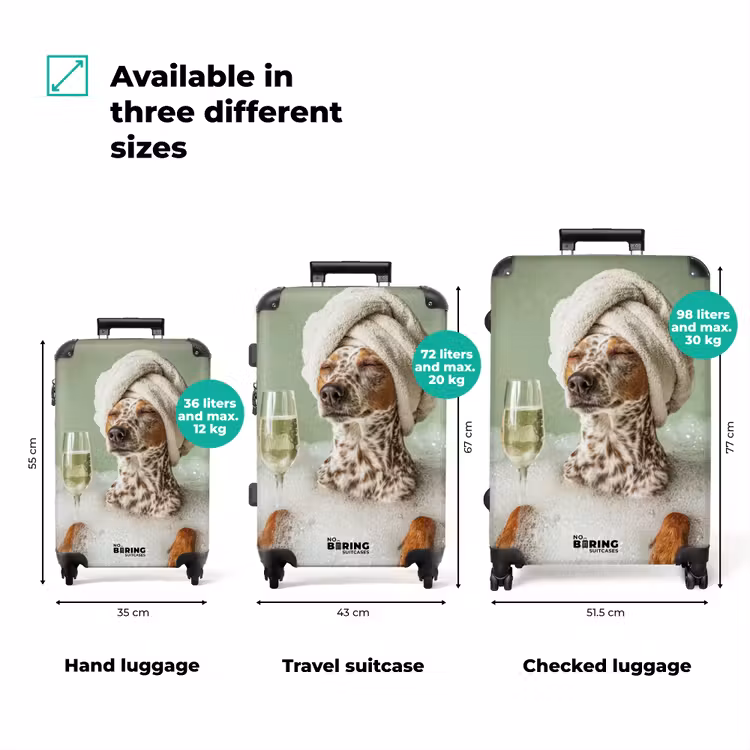 Hond - Bad - Champagne - Handdoek NBS - Handbagage koffer - Volwassenen Unisex middel zzzzzzVergelijking_3EN