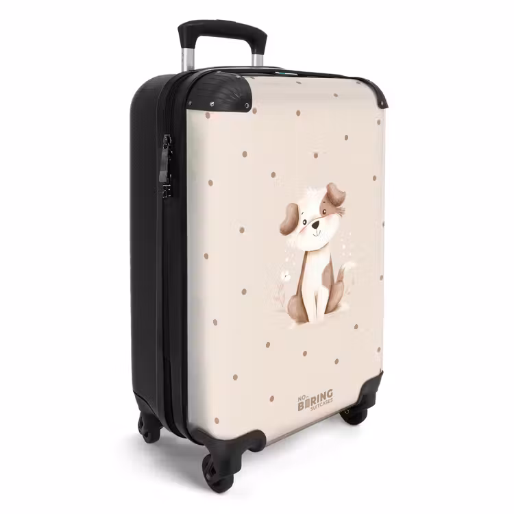 Honden pup omringd door bruine stippen NBS - Handbagage koffer - Volwassenen Unisex middel -productfoto_3d