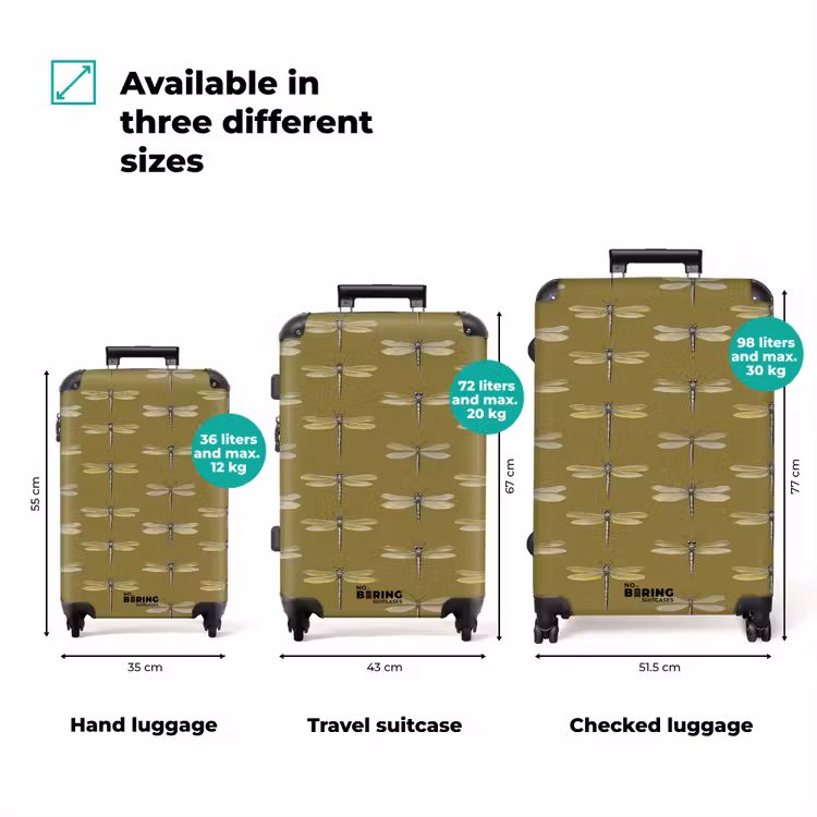 Libellen - Patroon - Groen NBS - Handbagage koffer - Volwassenen Unisex middel zzzzzzVergelijking_3EN