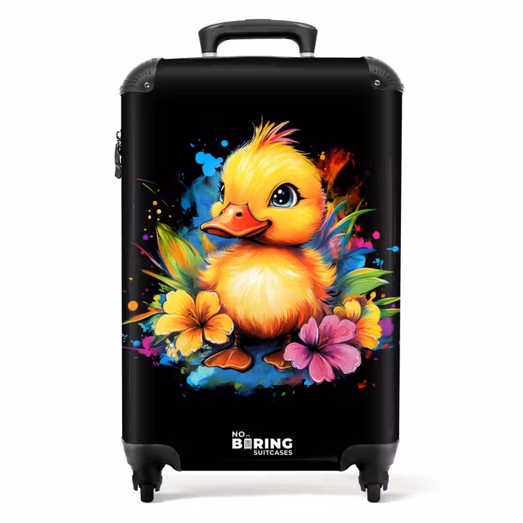 Eend met tropische bloemen NBS - Handbagage koffer - Unisex middel -productfoto_recht