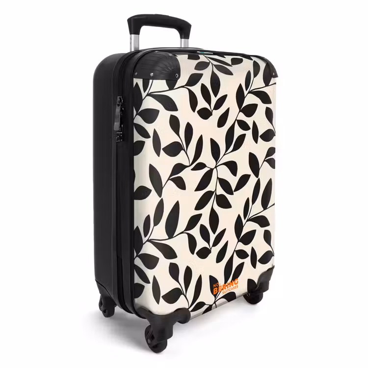 Elegant - Patroon - Zwart - Beige NBS - Handbagage koffer - Volwassenen Unisex middel -productfoto_3d