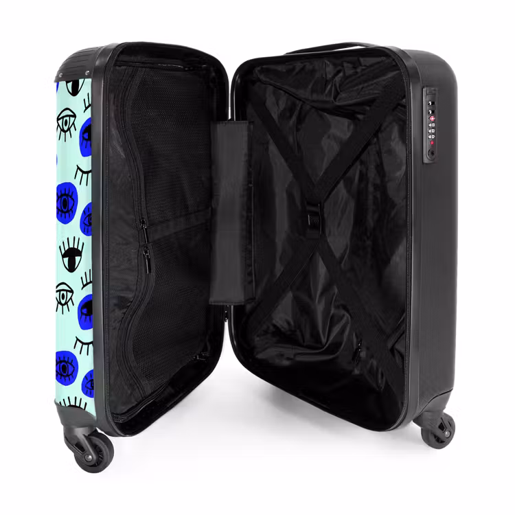 Ogenpatroon in blauw en zwart NBS - Handbagage koffer - Volwassenen Unisex middel -binnenkant